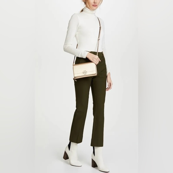 Tory Burch McGraw Metallic Flat Wallet Crossbody with Tory Burch Dust Bag - Picture 2 of 11